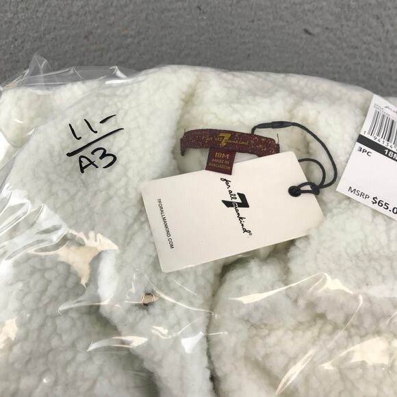 New 7 For All Man Kind Baby’s Sherpa Button Up Jacket White Sz 18M - Picture 11 of 11